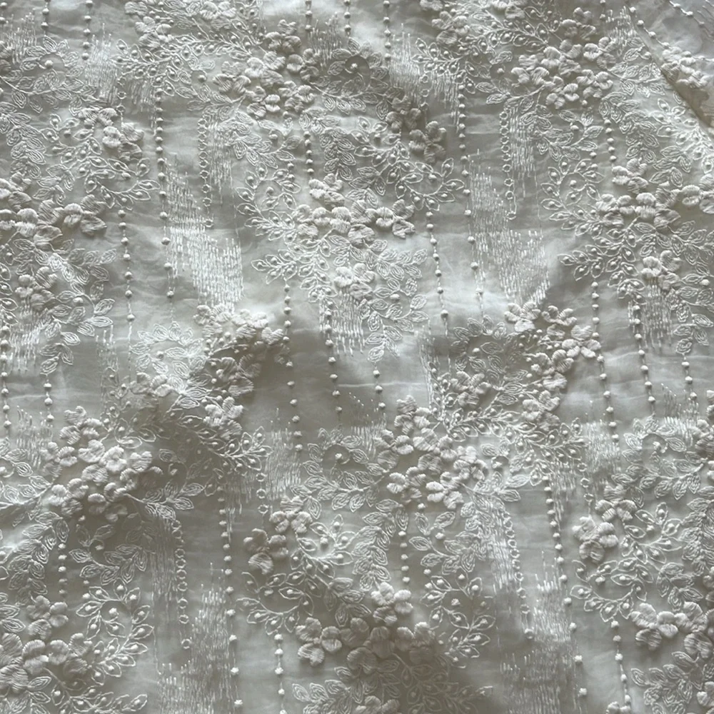 Sheer floral blouse off white quarter sleeves - Picture 6 of 13